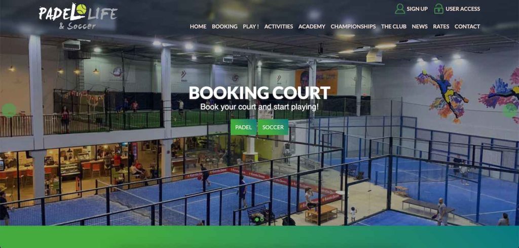 Homepage of Padel Life & Soccer in Miami.