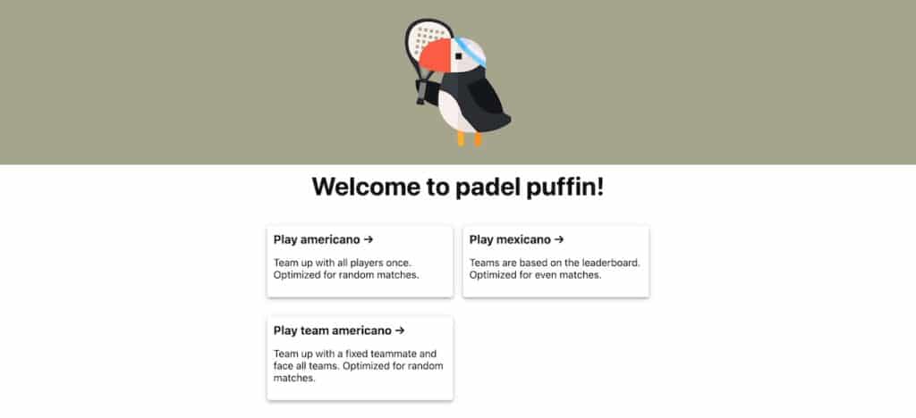 Website of Padel Puffin