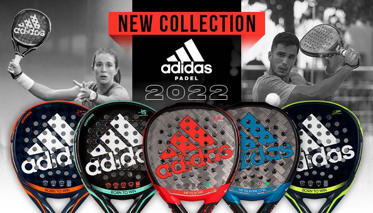 Escaparate de los diferentes modelos de la colección de palas de pádel Adidas 2022.