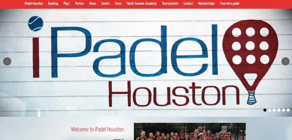 Homepage of iPadel Houston, TX. 