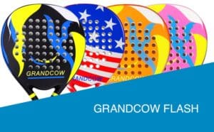 Overview of Grandcow padel rackets in different colors.