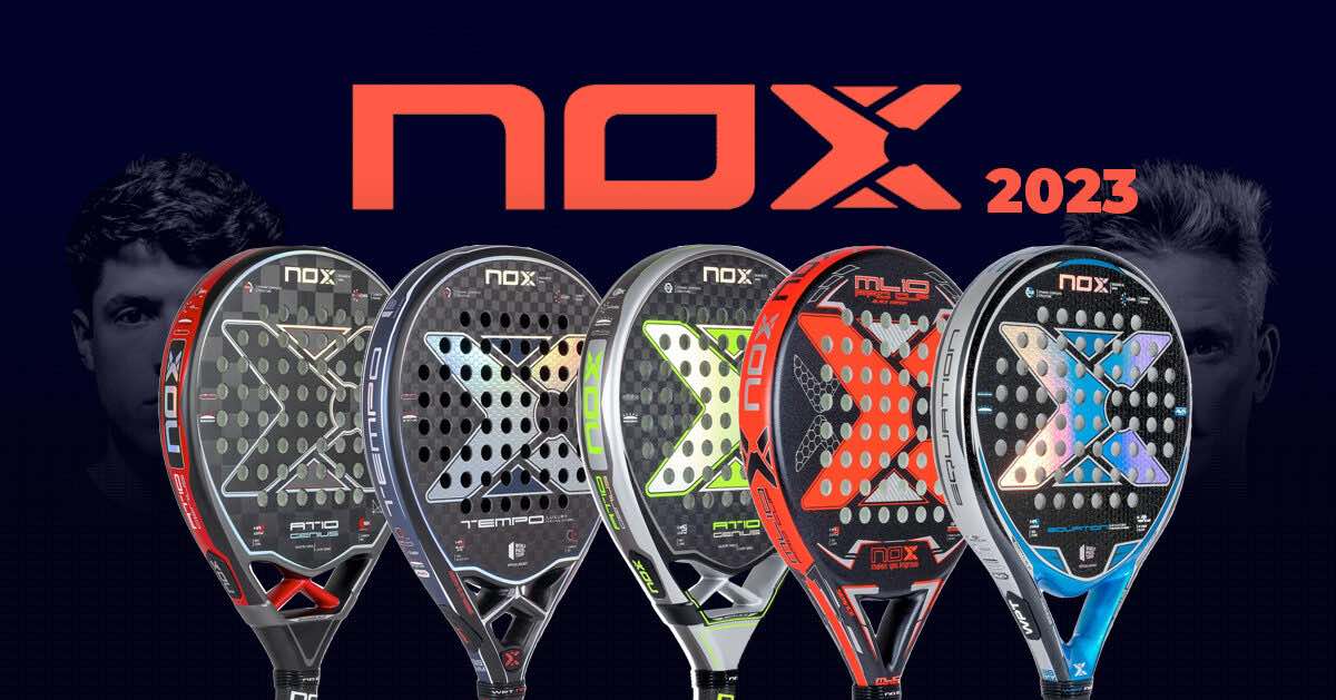 Nox padel racket collection in 2023. As endorsed by Miguel Lamperti and Augustin Tapia.