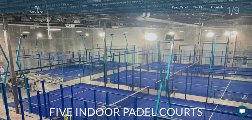 Homepage of Open Padel in Miami.