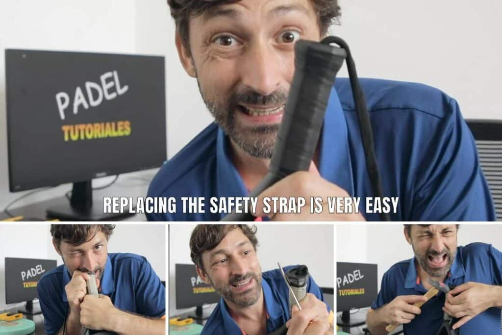 Internet meme about changing the safety strap on your padel racket. Image source: NOX.