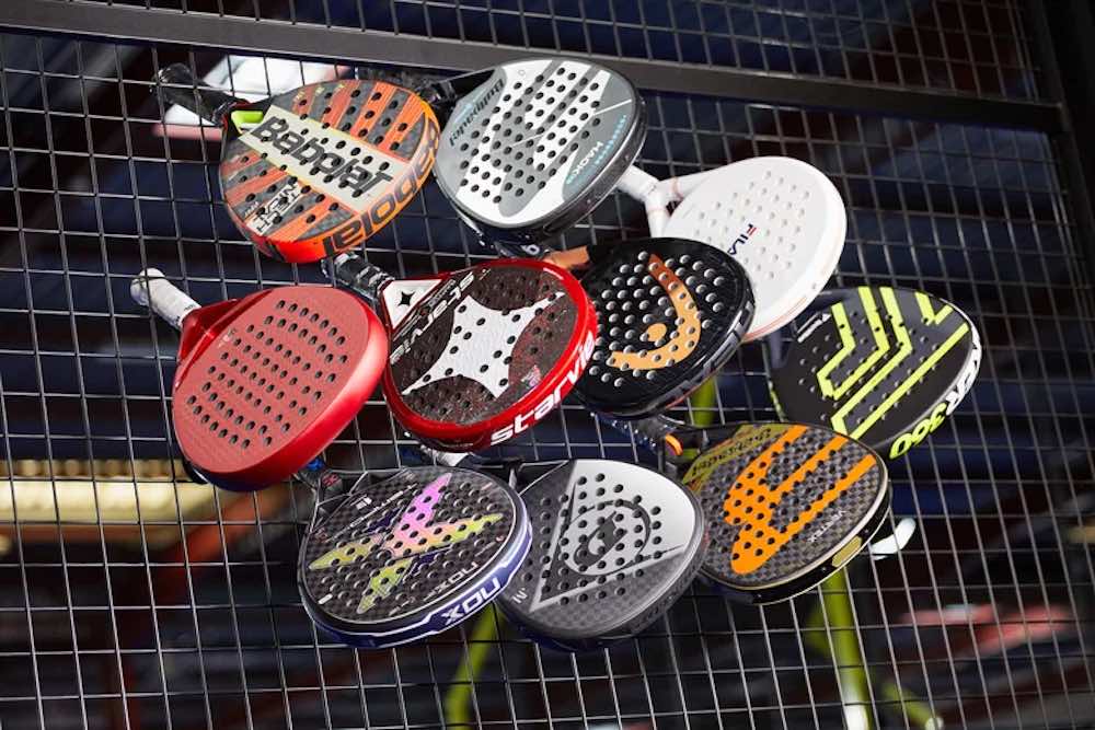 Overview selection of many padel rackets for advanced players.