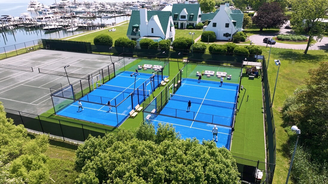 Padel courts at Privé Padel (@ Montauk Yacht Club) in Montauk, NY