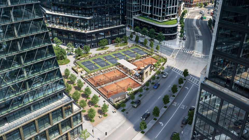Padel courts at Ballers Boston Seaport in Boston, MA