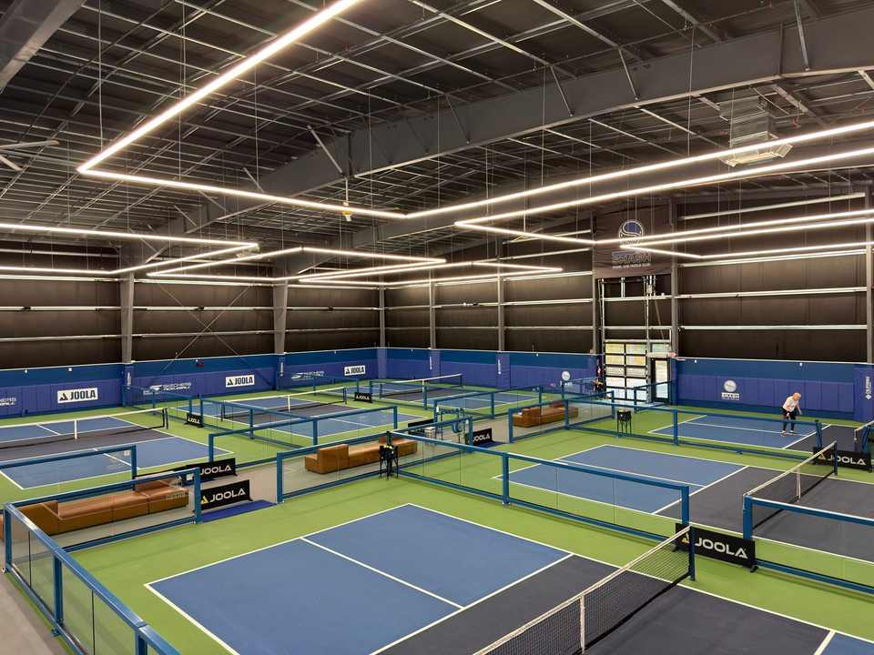 Padel courts at Serve and Smash Padel and Pickleball Club in Branford, CT