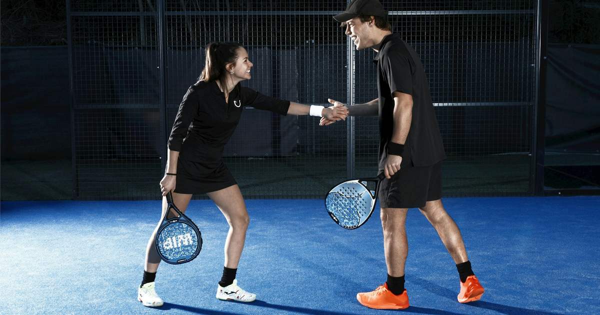 Padel players on court