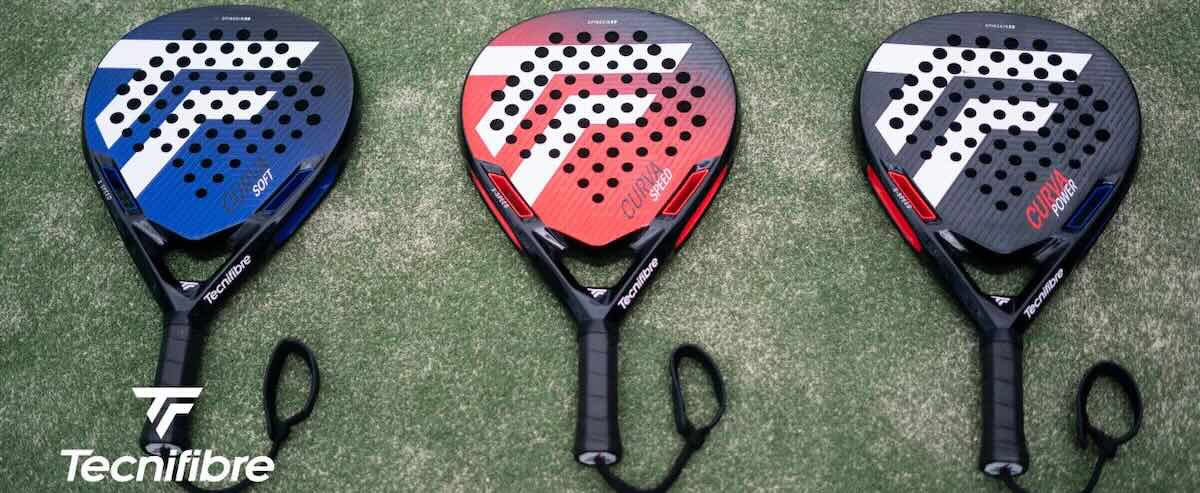 Tecnifibre padel rackets, including the Curva and Wall Master