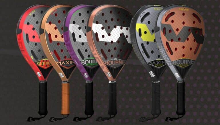 Varlion padel rackets, including the Bourne Summum Carbon and Maxima Summum