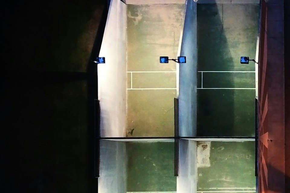 One-wall paddleball courts seen from above