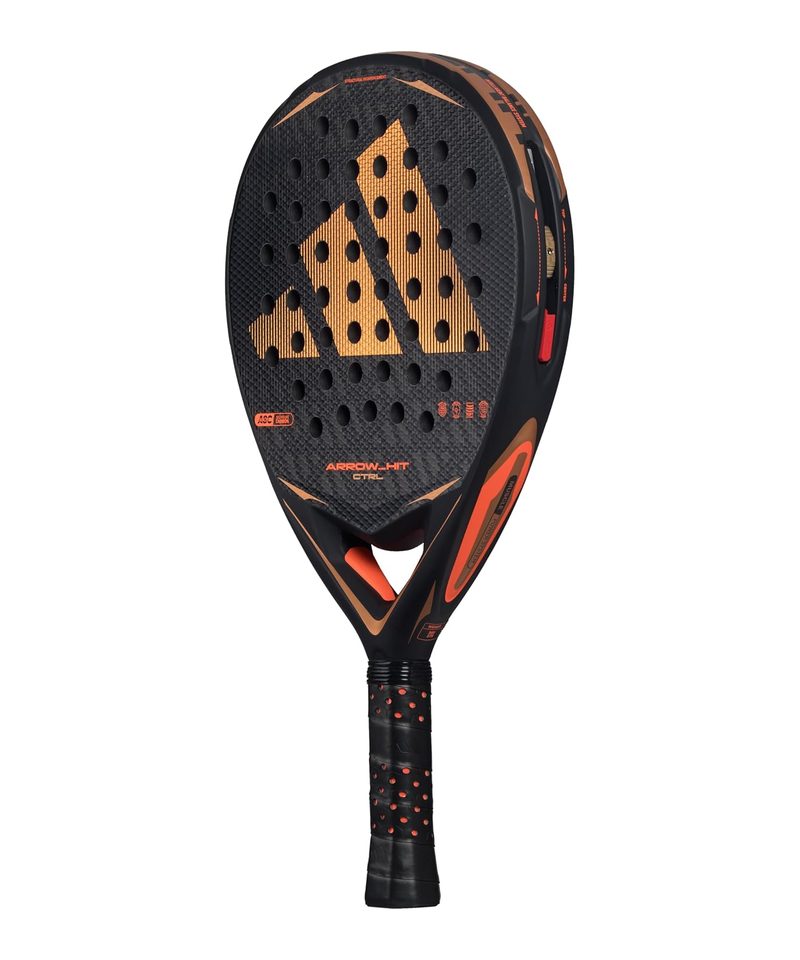 Adidas Arrow Hit Ctrl padel racket, black and orange round frame