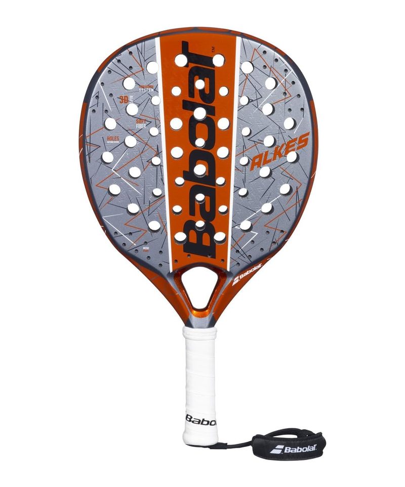 Babolat Alkes padel racket, grey and orange round face with micro-perforations