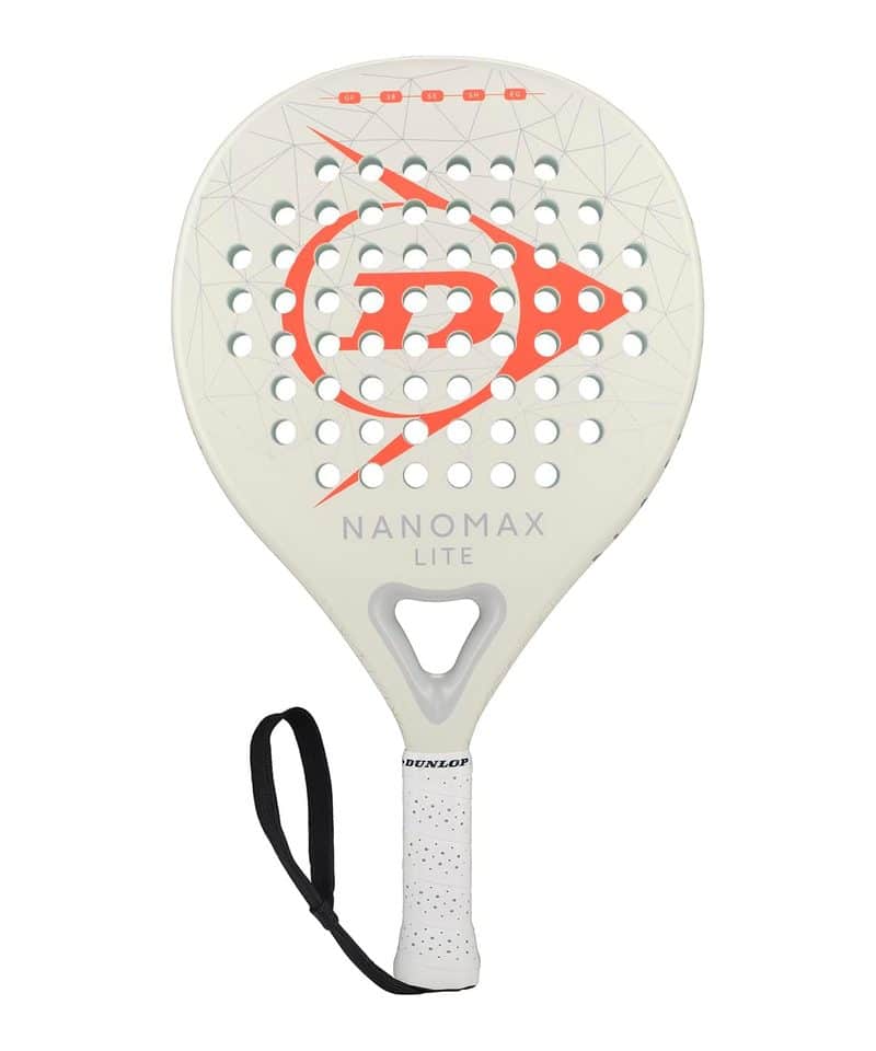 Dunlop Nanomax Lite padel racket, white face with an orange Dunlop logo