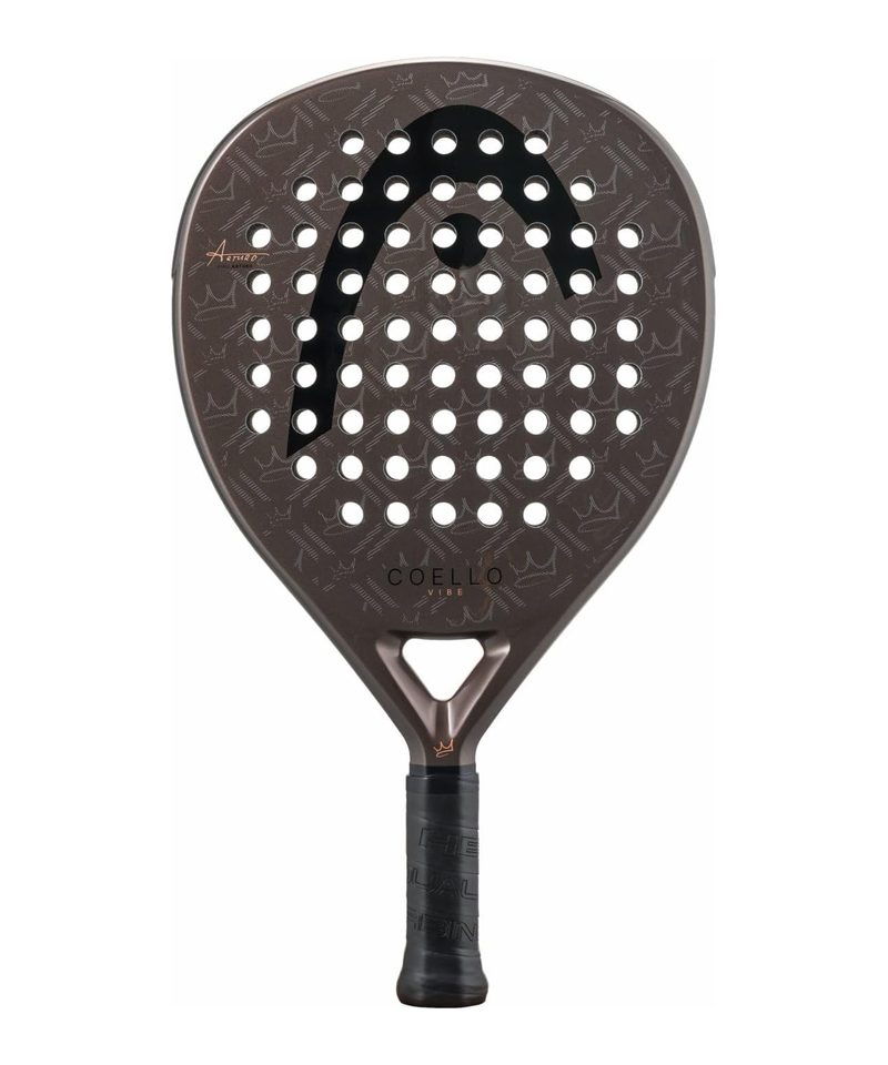 Head Coello Vibe 2026 padel racket, bronze-grey oversized teardrop face with a black Head logo