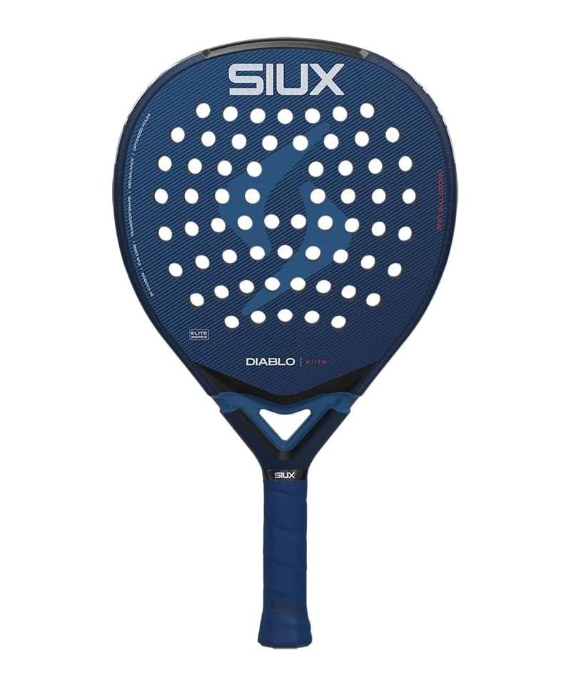 Siux Diablo Elite 2026 padel racket, dark blue face with a white Siux logo