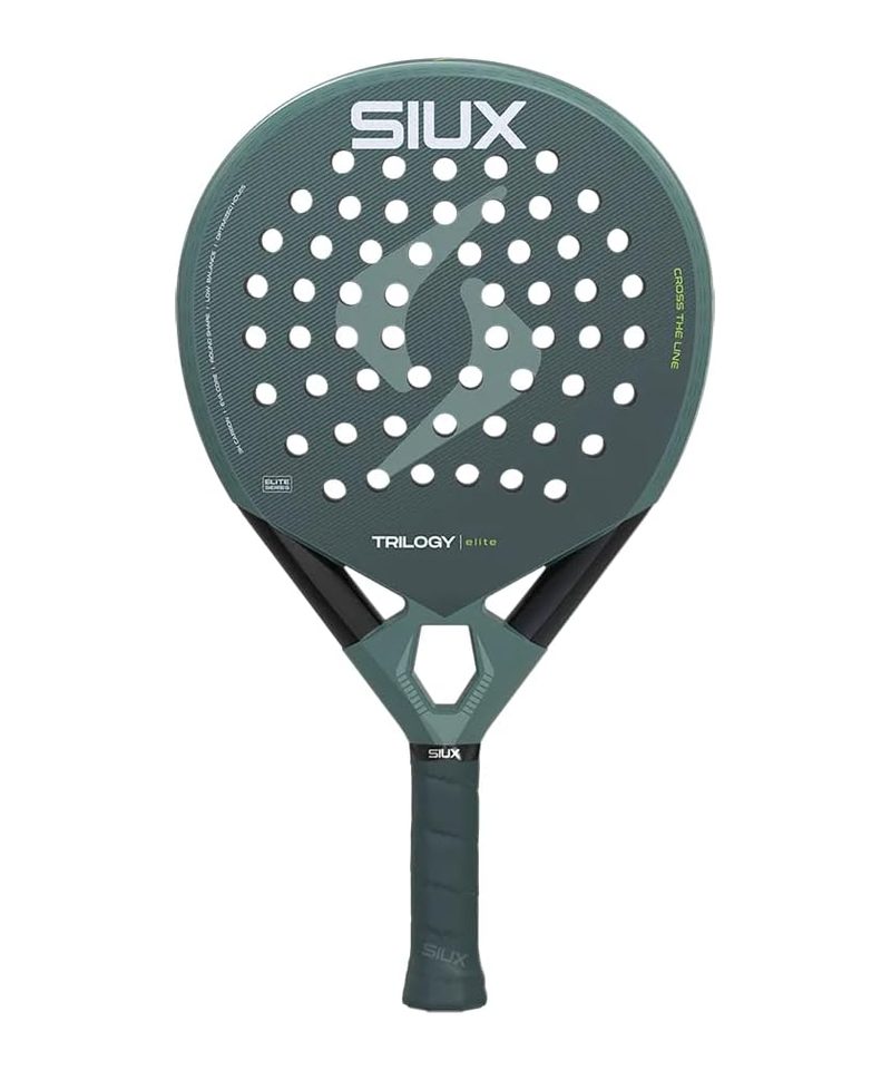 Siux Trilogy Elite 2026 padel racket, dark green round face with a white Siux logo