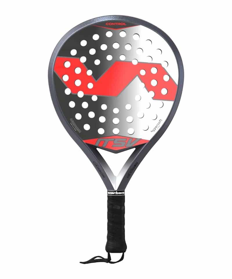 Varlion LW Hexagon 8.8 padel racket, grey and red round face